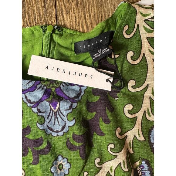 Sanctuary Easy Shift Dress Mezzo Tile Print Green Size XS NWT - Picture 7 of 7